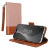 Kwmobile tok Apple iPhone 15 Pro készülékhez, világos rózsaszín/barna, textil/szilikon, KWM000022RL001C