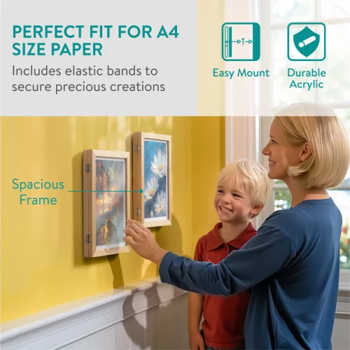 Set 2 rame foto Navaris, deschidere frontala, format A4, schimbare rapida, lemn de pin, maro, lemn