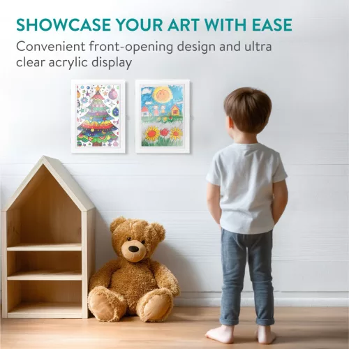 Set 2 rame foto Navaris, deschidere frontala, format A4, schimbare rapida, alb, plastic