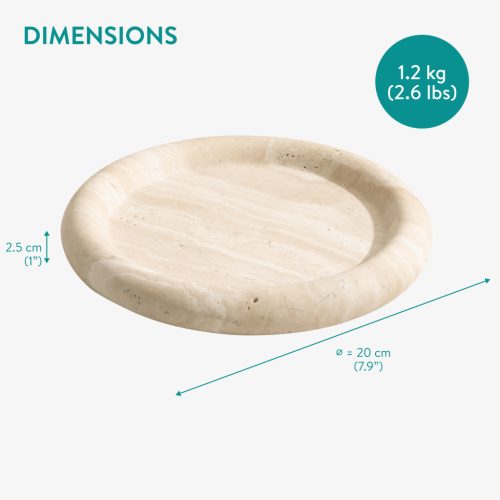 Tava travertin Navaris, rotunda, diametru 20 cm, baie si decor, bej, piatra naturala
