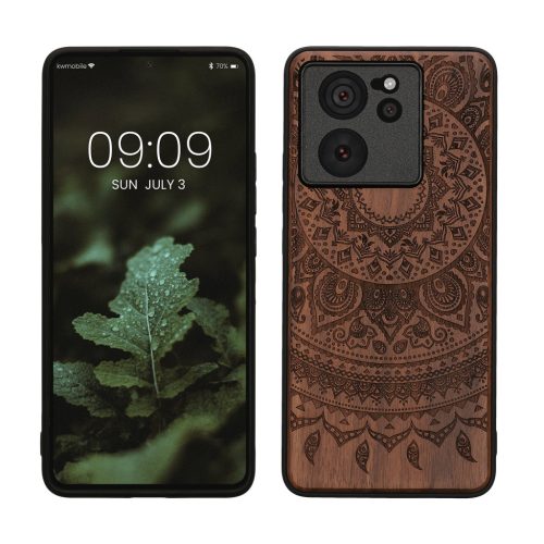 Kwmobile tok Xiaomi 13T/13T Pro készülékhez, barna, fa/szilikon, KWM000020IR005C