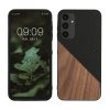 Kwmobile tok Samsung Galaxy A25-höz, barna/fekete, fa/szilikon, KWM000021QX001C