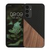 Kwmobile tok Samsung Galaxy A25-höz, barna/fekete, fa/szilikon, KWM000021QX001C