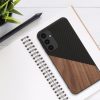 Kwmobile tok Samsung Galaxy A25-höz, barna/fekete, fa/szilikon, KWM000021QX001C