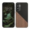 Kwmobile tok Samsung Galaxy A35-höz, barna/fekete, fa/szilikon, KWM000021QY001C