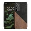 Kwmobile tok Samsung Galaxy A35-höz, barna/fekete, fa/szilikon, KWM000021QY001C