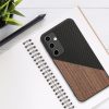 Kwmobile tok Samsung Galaxy A35-höz, barna/fekete, fa/szilikon, KWM000021QY001C