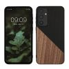 Kwmobile tok Samsung Galaxy A55 5G-hez, barna/fekete, fa/szilikon, KWM000021QZ001C