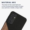 Kwmobile tok Samsung Galaxy A55 5G-hez, barna/fekete, fa/szilikon, KWM000021QZ001C