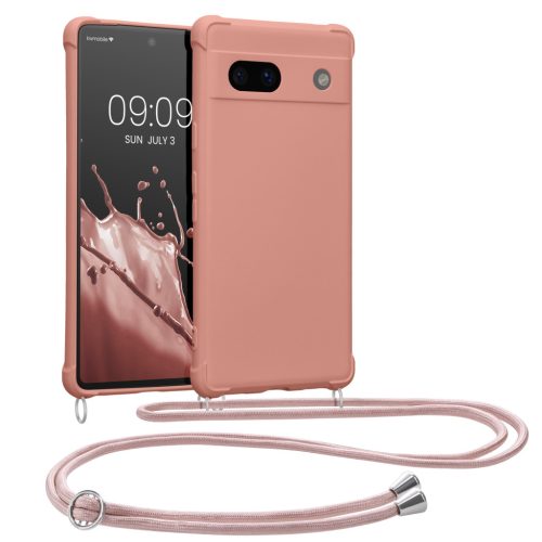 Kwmobile Google Pixel 7a telefontok nyakpánttal, rózsaszín, szilikon, KWM000019YH009C