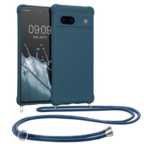 Kwmobile Google Pixel 7a telefontok nyakpánttal, sötétkék, szilikon, KWM000019YH010C