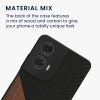 Kwmobile tok Motorola Moto G24/Moto E14/Moto G04 készülékhez, barna/fekete, fa/szilikon, KWM000022RR001C