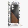 Kwmobile tok Motorola Moto G24/Moto E14/Moto G04 készülékhez, barna/fekete, fa/szilikon, KWM000022RR001C