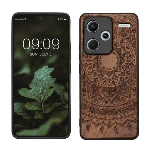Kwmobile tok Xiaomi Redmi Note 13 Pro Plus 5G-hez, barna, fa/szilikon, KWM000020KL003C