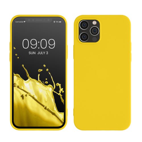 Kwmobile tok Apple iPhone 12/iPhone 12 Pro készülékhez, sárga, szilikon, KWM0000129A055C