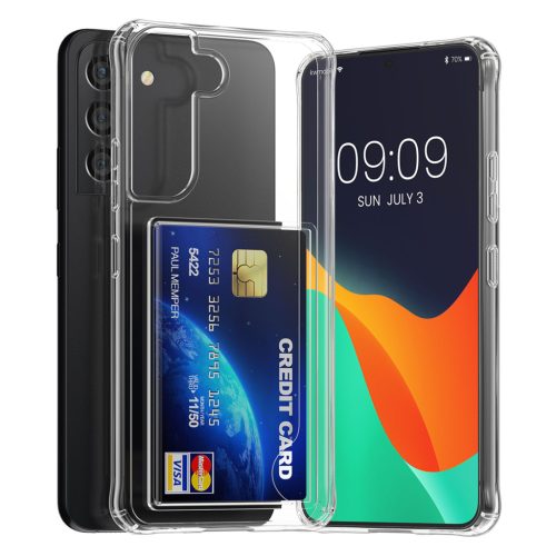 Kwmobile kártyatartós tok Samsung Galaxy S22 Plus készülékhez, átlátszó, polikarbonát, KWM000021RT001C