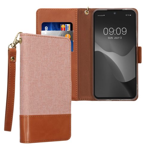 Kwmobile tok Samsung Galaxy A54 5G-hez, világos rózsaszín/barna, textil/szilikon, KWM000021RZ001C