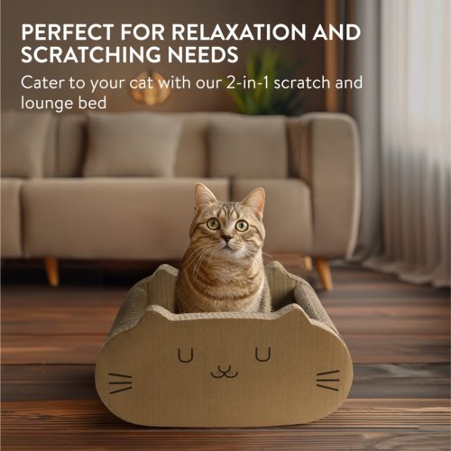 Navaris macska fekhely, 41x40x20 cm, 2 az 1-ben, újrahasznosított karton, barna