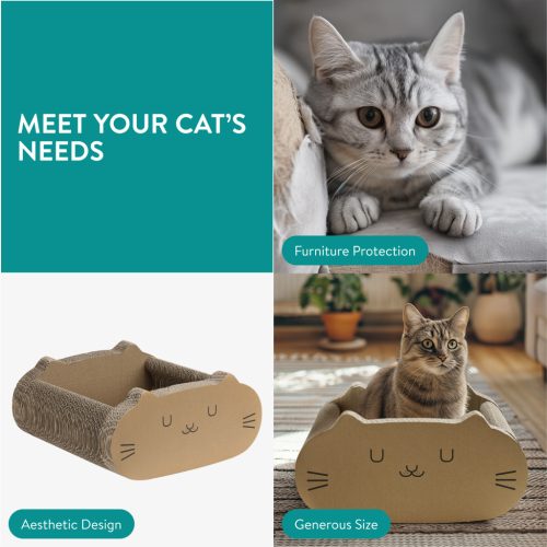 Navaris macska fekhely, 41x40x20 cm, 2 az 1-ben, újrahasznosított karton, barna