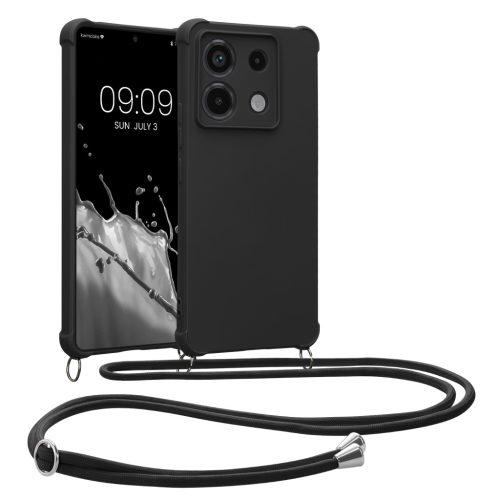 Kwmobile tok nyakpánttal Xiaomi Redmi Note 13 Pro 5G-hez, fekete, szilikon, KWM000020NG003C