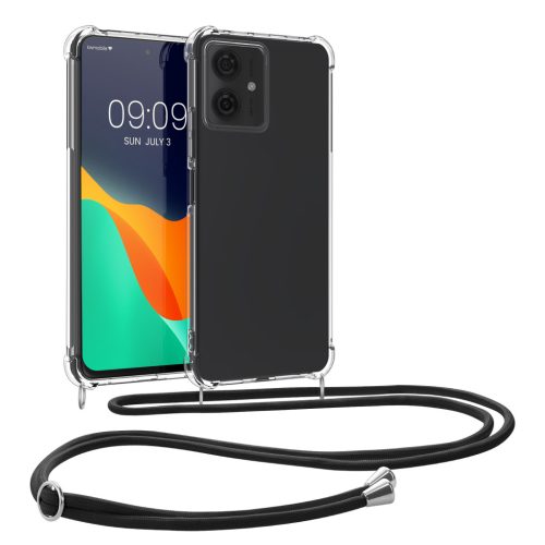 Kwmobile tok nyakpánttal Motorola Moto G64-hez, átlátszó/fekete, szilikon, KWM000022SU001C