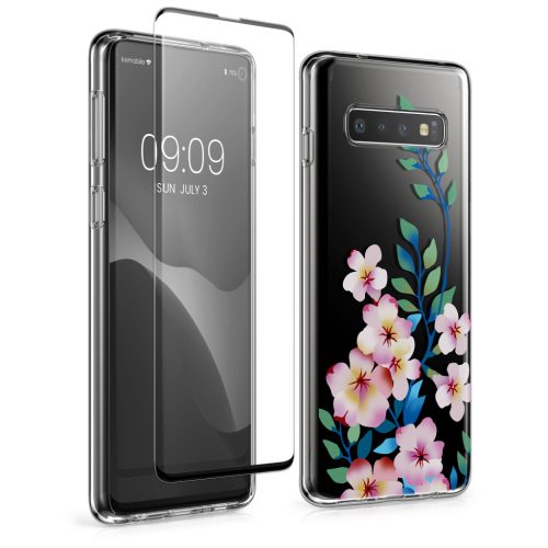 Kwmobile tok és védőfólia szett Samsung Galaxy S10 készülékhez, többszínű, szilikon/edzett üveg, KWM000021SH001C