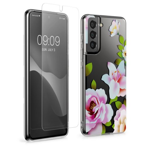 Kwmobile tok és védőfólia szett Samsung Galaxy S21 készülékhez, többszínű, szilikon/edzett üveg, KWM000021SJ001C