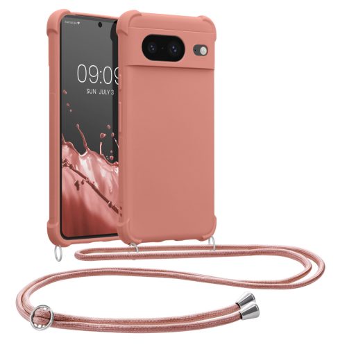 Kwmobile Google Pixel 8 telefontok nyakpánttal, rózsaszín, szilikon, KWM0000208T007C