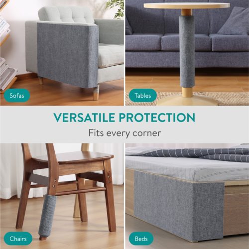 Covor adeziv de zgariat pentru pisici Navaris, rulou 2m, gri, poliester, NAV0000422D002C