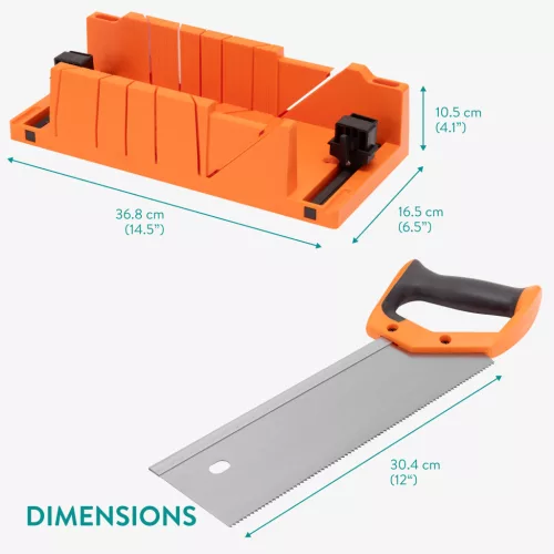 Set cutie de unghi Navaris si ferastrau de mana, 43 cm, taiere unghiuri 90/45/22, 5, negru, plastic