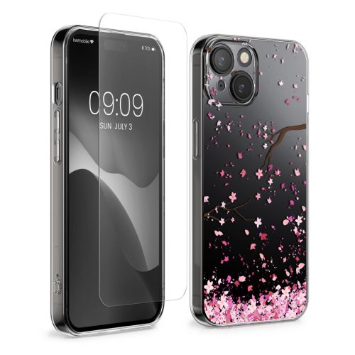 Kwmobile tok és védőfólia szett Apple iPhone 15-höz, többszínű, szilikon/edzett üveg, KWM000022TE001C