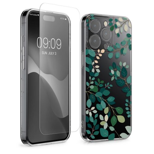 Kwmobile tok és védőfólia szett Apple iPhone 15 Pro készülékhez, többszínű, szilikon/edzett üveg, KWM000022TF002C