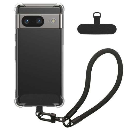 Kwmobile tok levehető nyakpánttal Google Pixel 7-hez, átlátszó/fekete, szilikon, KWM000020PC001C