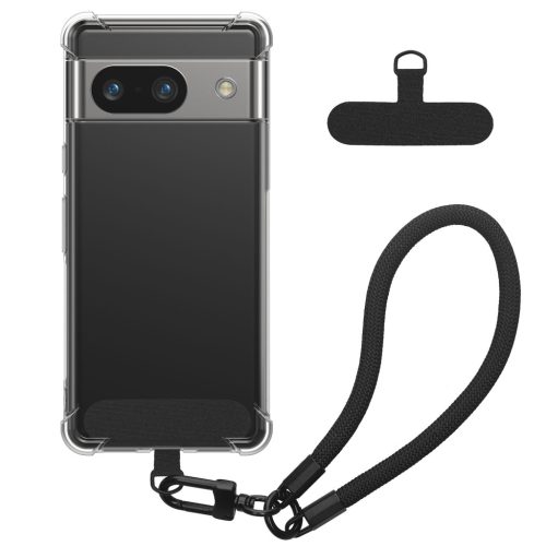 Kwmobile tok levehető nyakpánttal Google Pixel 8a-hoz, átlátszó/fekete, szilikon, KWM000020PE001C