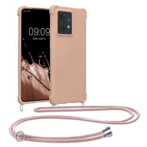 Kwmobile tok nyakpánttal Motorola Edge 40 Neo-hoz, krémszínű, szilikon, KWM000022NX004C