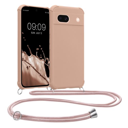 Kwmobile Google Pixel 8a telefontok nyakpánttal, krémszínű, szilikon, KWM000020KW008C