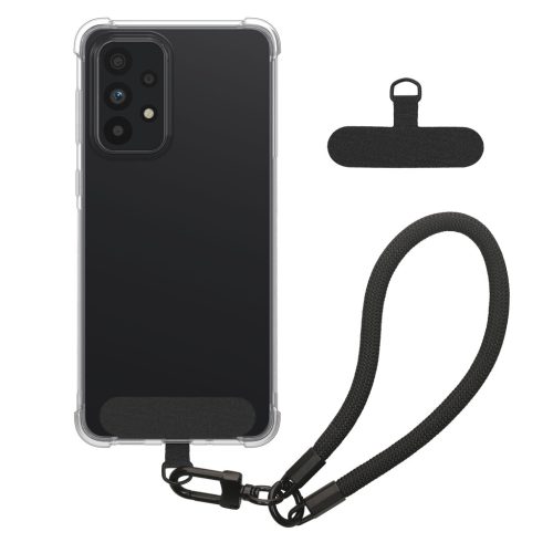 Kwmobile tok levehető nyakpánttal Samsung Galaxy A52/Galaxy A52 5G/Galaxy A52s 5G készülékhez, átlátszó/fekete, szilikon, KWM000021UF001C