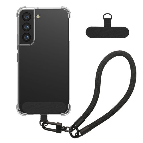 Kwmobile tok levehető nyakpánttal Samsung Galaxy S22-höz, átlátszó/fekete, szilikon, KWM000021UH001C