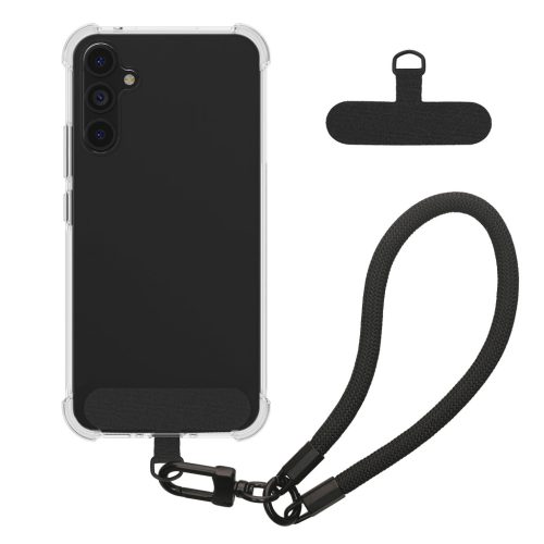 Kwmobile tok levehető nyakpánttal Samsung Galaxy A54 5G-hez, átlátszó/fekete, szilikon, KWM000021UI001C