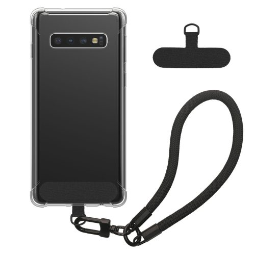 Kwmobile tok levehető nyakpánttal Samsung Galaxy S10 készülékhez, átlátszó/fekete, szilikon, KWM000021UJ001C