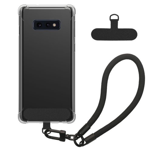 Kwmobile tok levehető nyakpánttal Samsung Galaxy S10e-hez, átlátszó/fekete, szilikon, KWM000021UK001C