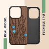 Kwmobile tok Apple iPhone 15 Pro készülékhez, barna, fa/szilikon, KWM000020EI003C