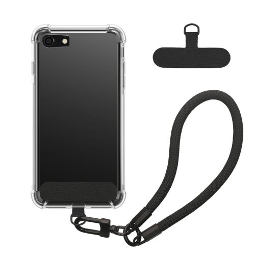 Kwmobile tok levehető nyakpánttal Apple iPhone SE (2022)/iPhone SE (2020)/iPhone 8 készülékhez, átlátszó/fekete, szilikon, KWM000022TJ001C