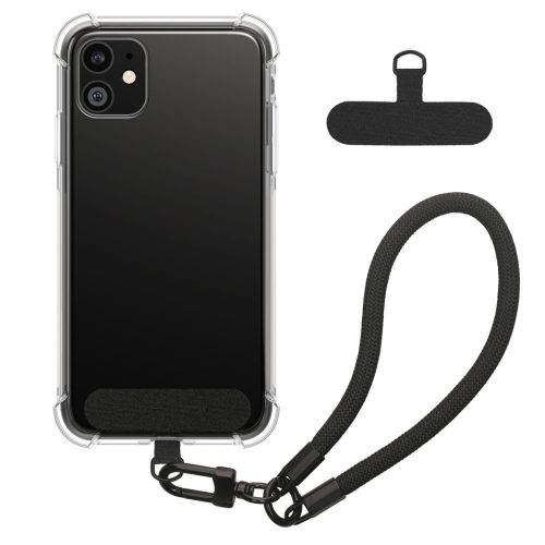 Kwmobile tok levehető nyakpánttal Apple iPhone 11-hez, átlátszó/fekete, szilikon, KWM000022TK001C