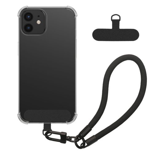 Kwmobile tok levehető nyakpánttal Apple iPhone 12-höz, átlátszó/fekete, szilikon, KWM000022TN001C