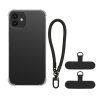 Kwmobile tok levehető nyakpánttal Apple iPhone 12-höz, átlátszó/fekete, szilikon, KWM000022TN001C