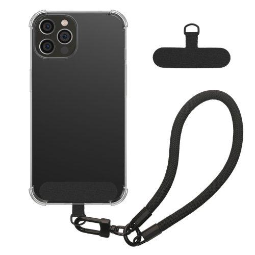Kwmobile tok levehető nyakpánttal Apple iPhone 12 Pro készülékhez, átlátszó/fekete, szilikon, KWM000022TO001C
