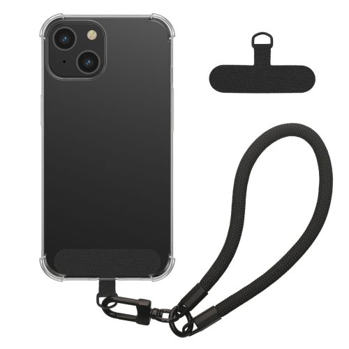 Kwmobile tok levehető nyakpánttal Apple iPhone 15-höz, átlátszó/fekete, szilikon, KWM000022TP001C