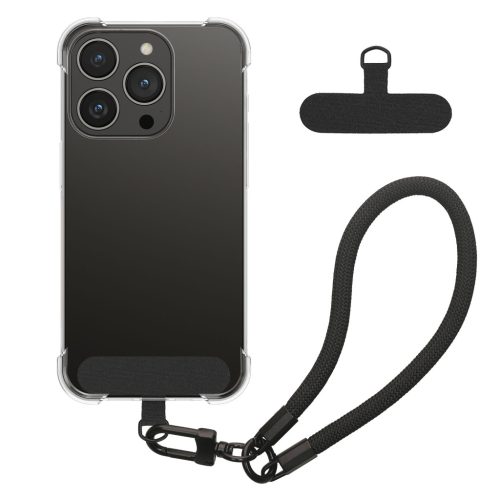Kwmobile tok levehető nyakpánttal Apple iPhone 15 Pro készülékhez, átlátszó/fekete, szilikon, KWM000022TQ001C