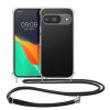 Kwmobile tok nyakpánttal Google Pixel 9/Pixel 9 Pro készülékhez, átlátszó/fekete, szilikon, KWM000020PR001C